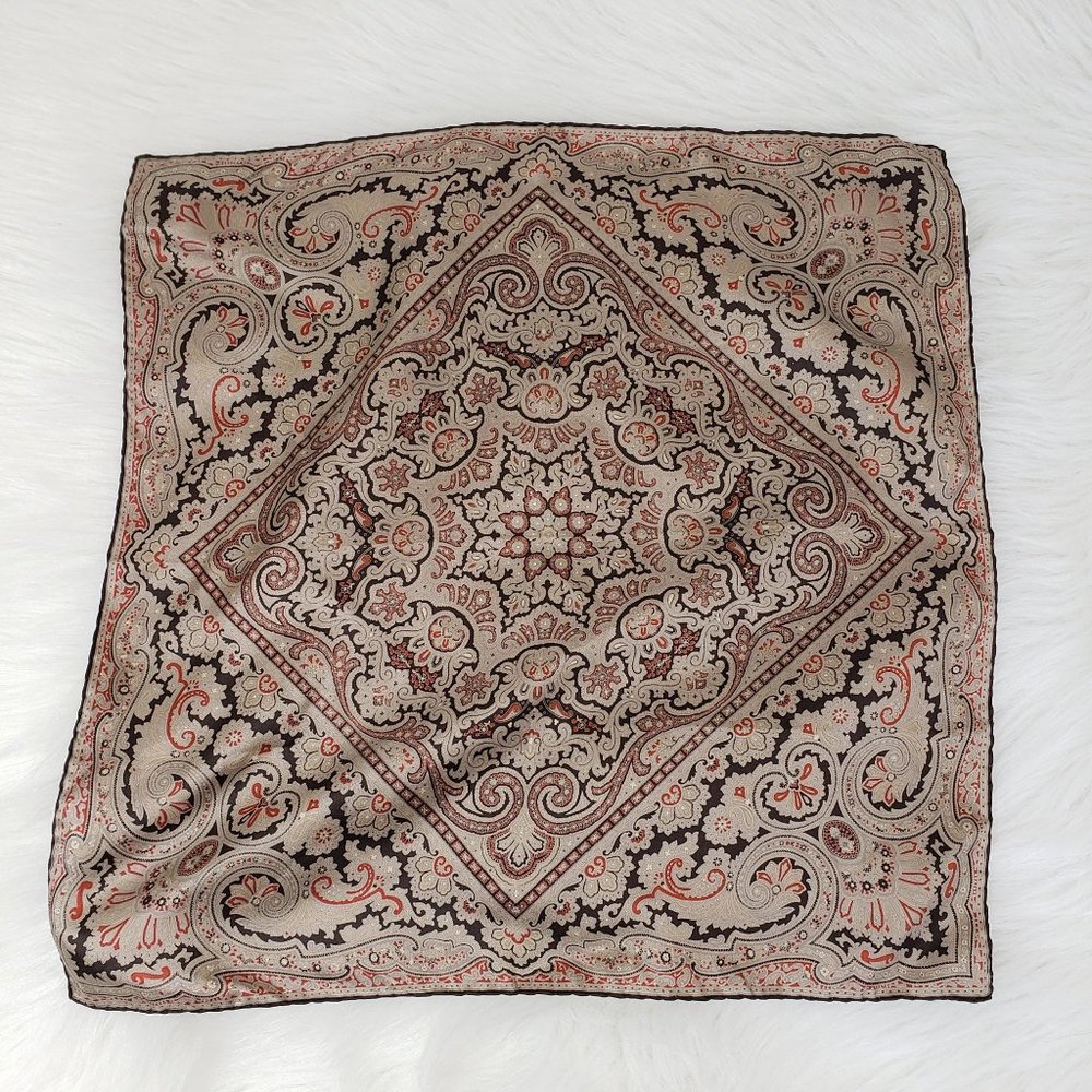 Fine 100% Silk Scarf Handkerchief by Ashear handmade/rolled in Italy unisex